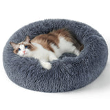 rabbitgoo Cat Bed for Indoor Cats, Fluffy Round Self Warming Calming Soft Plush Donut Cuddler Cushion Pet Bed for Small Dogs Kittens