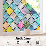 rabbitgoo Window Privacy Film, 3D Decorative Window Vinyl, Stained Glass Window Decals