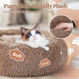 rabbitgoo Cat Bed for Indoor Cats, Fluffy Round Self Warming Calming Soft Plush Donut Cuddler Cushion Pet Bed for Small Dogs Kittens