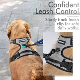 rabbitgoo Dog Harness, No-Pull Pet Harness with 2 Leash Clips, Adjustable Soft Padded Dog Vest, Reflective Outdoor Pet Oxford Vest with Easy Control Handle for Large Dogs