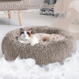 rabbitgoo Cat Bed for Indoor Cats, Fluffy Round Self Warming Calming Soft Plush Donut Cuddler Cushion Pet Bed for Small Dogs Kittens