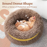 rabbitgoo Cat Bed for Indoor Cats, Fluffy Round Self Warming Calming Soft Plush Donut Cuddler Cushion Pet Bed for Small Dogs Kittens