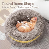 rabbitgoo Cat Bed for Indoor Cats, Fluffy Round Self Warming Calming Soft Plush Donut Cuddler Cushion Pet Bed for Small Dogs Kittens