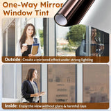 rabbitgoo One Way Window Film, Mirror Effect Tint Glass Covering for Home Office, Daytime Privacy Protecting Reflective Heat Control Anti UV Door Sticker for House