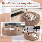 rabbitgoo Cat Bed for Indoor Cats, Fluffy Round Self Warming Calming Soft Plush Donut Cuddler Cushion Pet Bed for Small Dogs Kittens