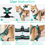 rabbitgoo Dog Harness, No-Pull Pet Harness with 2 Leash Clips, Adjustable Soft Padded Dog Vest, Reflective Outdoor Pet Oxford Vest with Easy Control Handle for Large Dogs