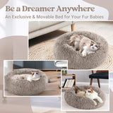 rabbitgoo Cat Bed for Indoor Cats, Fluffy Round Self Warming Calming Soft Plush Donut Cuddler Cushion Pet Bed for Small Dogs Kittens