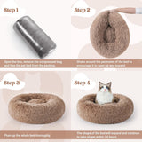 rabbitgoo Cat Bed for Indoor Cats, Fluffy Round Self Warming Calming Soft Plush Donut Cuddler Cushion Pet Bed for Small Dogs Kittens