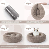 rabbitgoo Cat Bed for Indoor Cats, Fluffy Round Self Warming Calming Soft Plush Donut Cuddler Cushion Pet Bed for Small Dogs Kittens